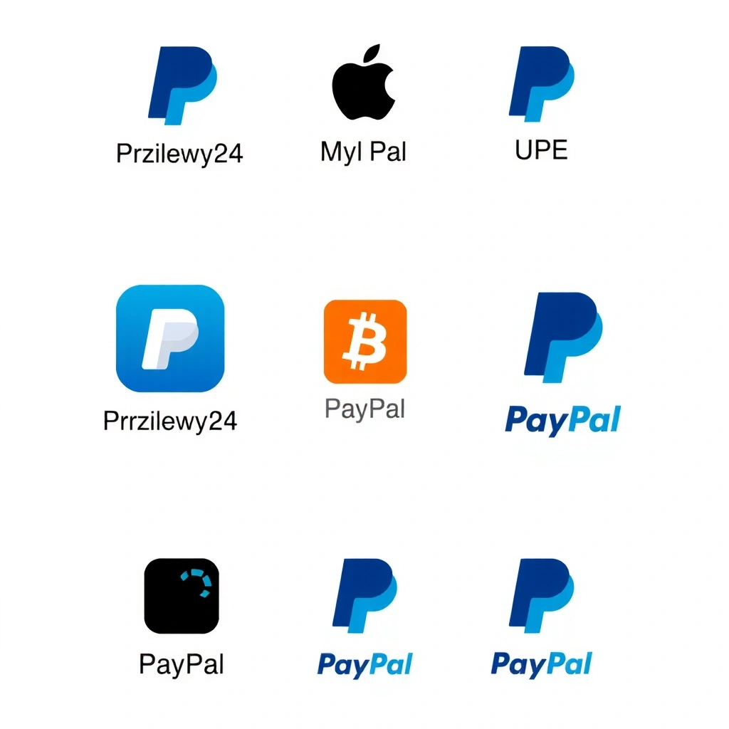 Ikony systemów płatności online, np. Przelewy24, PayPal