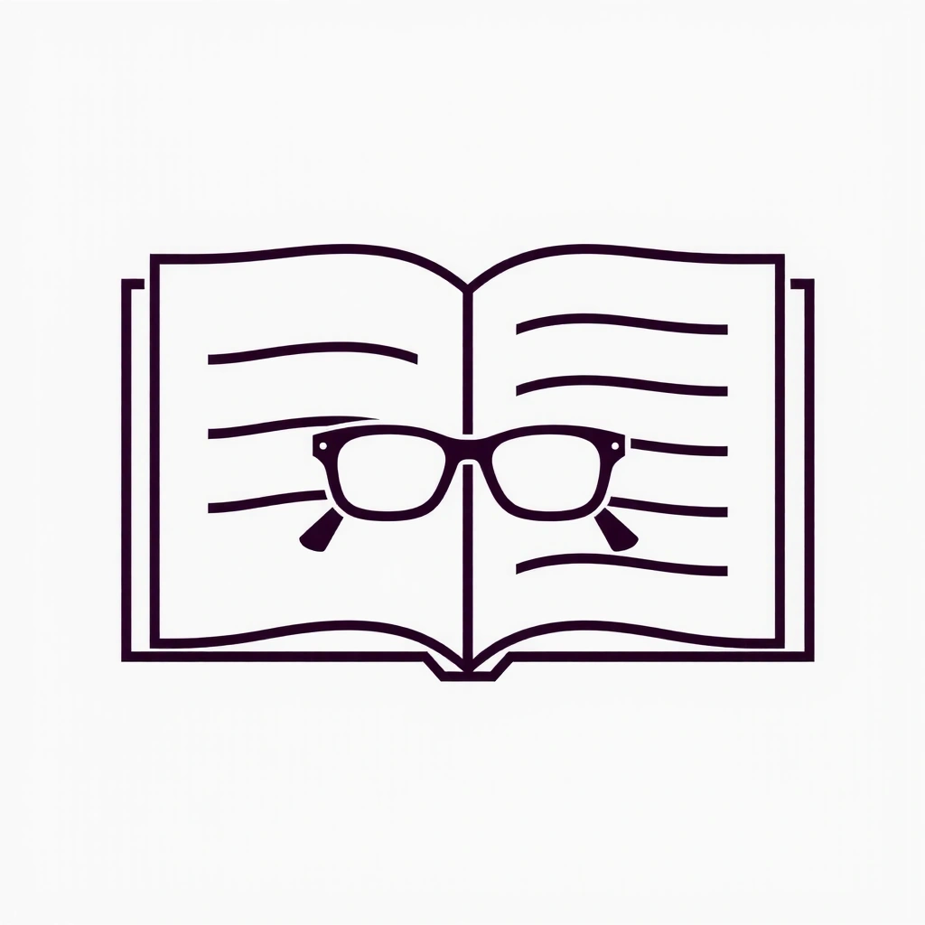 Ikona knihy a brýlí symbolizující odbornost a znalosti