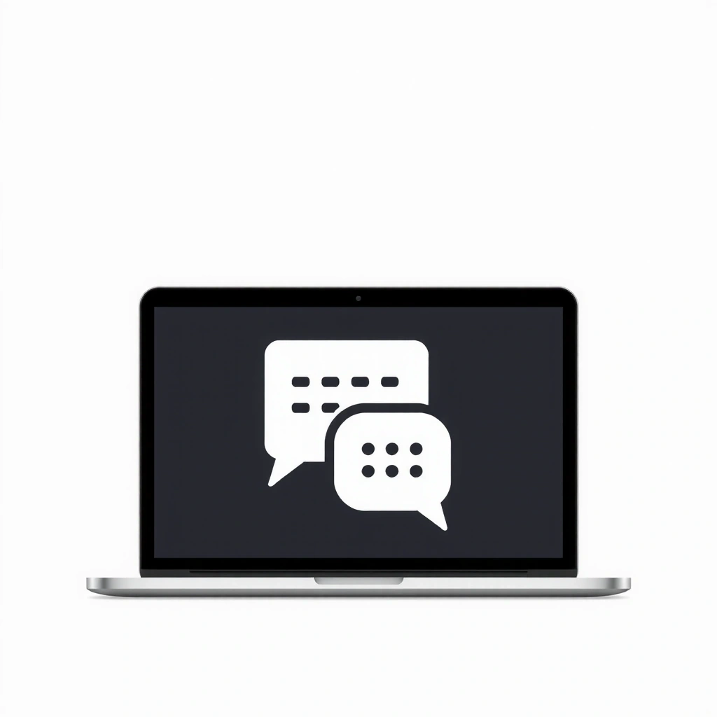 Ikona notebooku s chatovou bublinou symbolizující online podporu