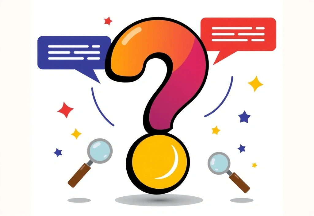 Ilustrace otázek a odpovědí, symbolizující časté dotazy